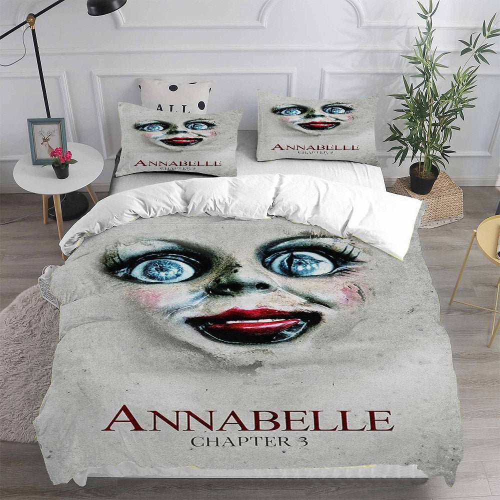 Annabelle Cosplay Bedding Set Duvet Cover Pillowcases Halloween Home Decor