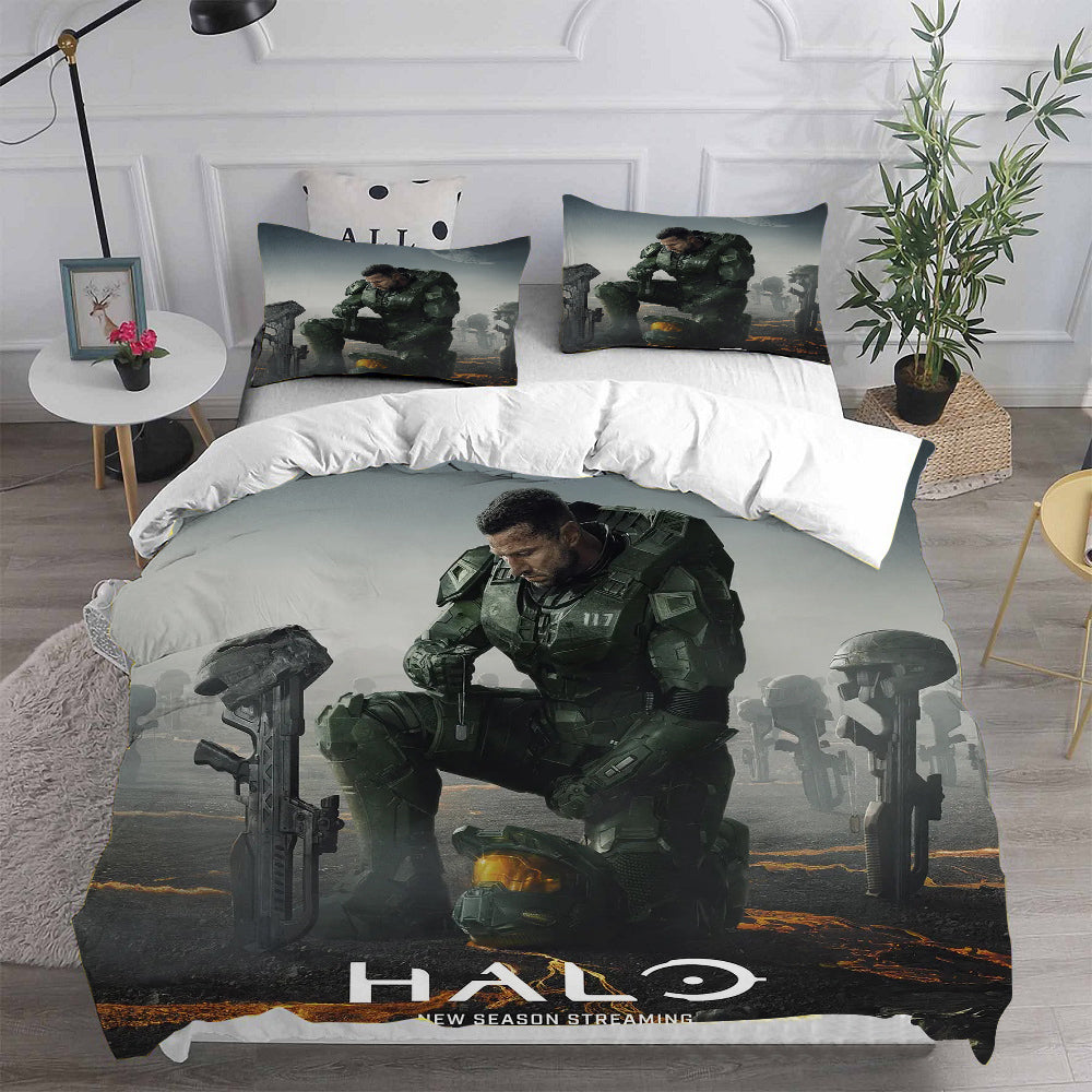 Halo 2 Cosplay Bedding Set Duvet Cover Pillowcases Halloween Home Decor