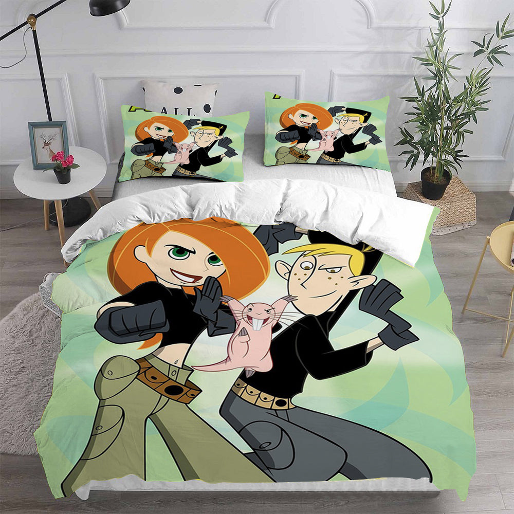 Kim Possible Cosplay Bedding Set Duvet Cover Pillowcases Halloween Home Decor