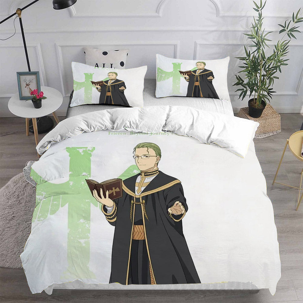 Frieren at the Funeral Cosplay Bedding Set Duvet Cover Pillowcases Halloween Home Decor