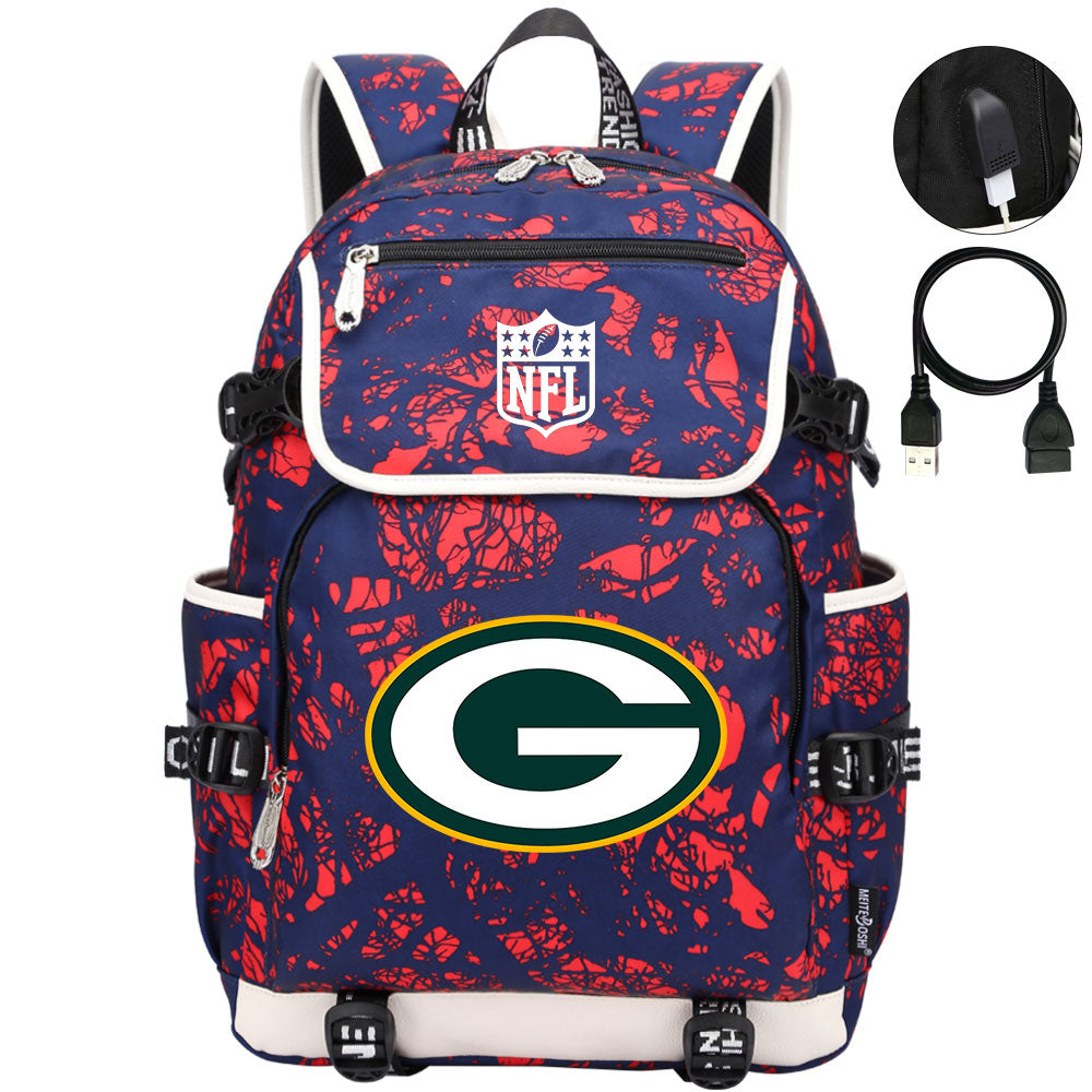 Green Bay Packers Football Team Rugby Backpack School Notebook Travel Bag