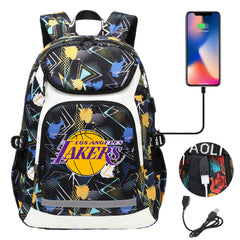 Los Angeles Lakers Backpack School Notebook Travel Bags With USB