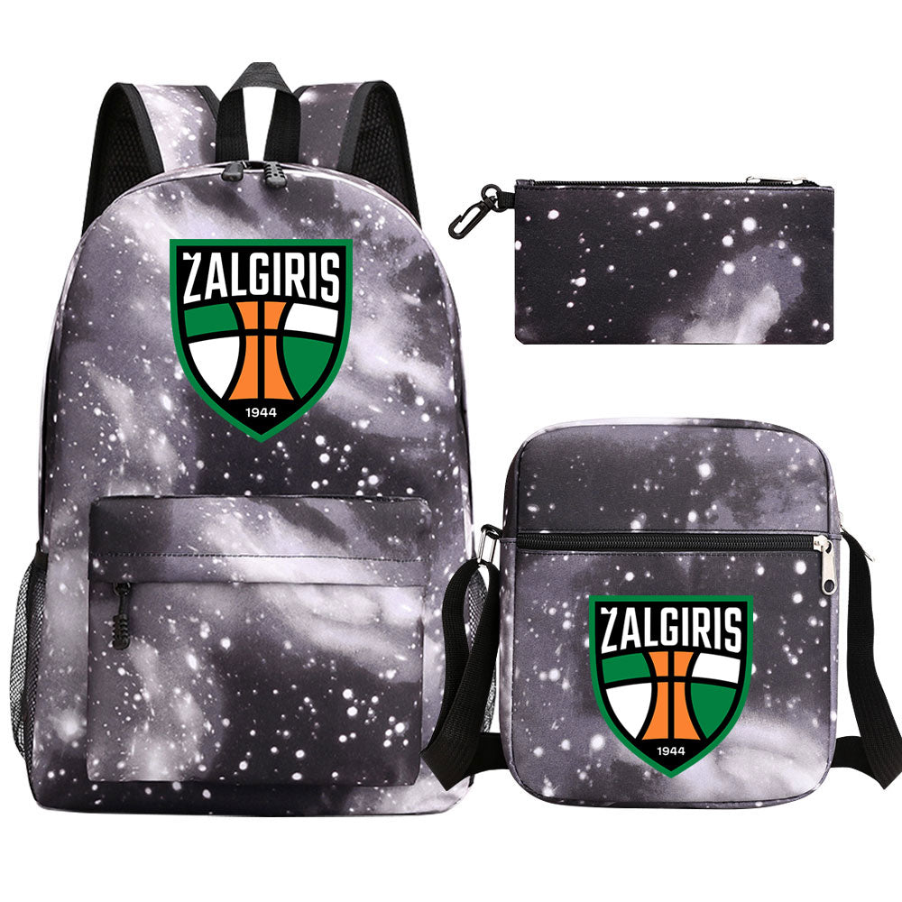 Zalgiris Basketball School Backpack Shoulder Bag Pencil Bags 3pcs Set