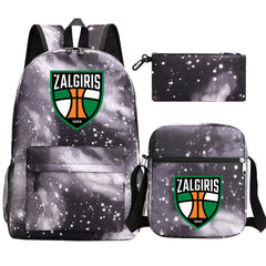 Zalgiris Basketball School Backpack Shoulder Bag Pencil Bags 3pcs Set