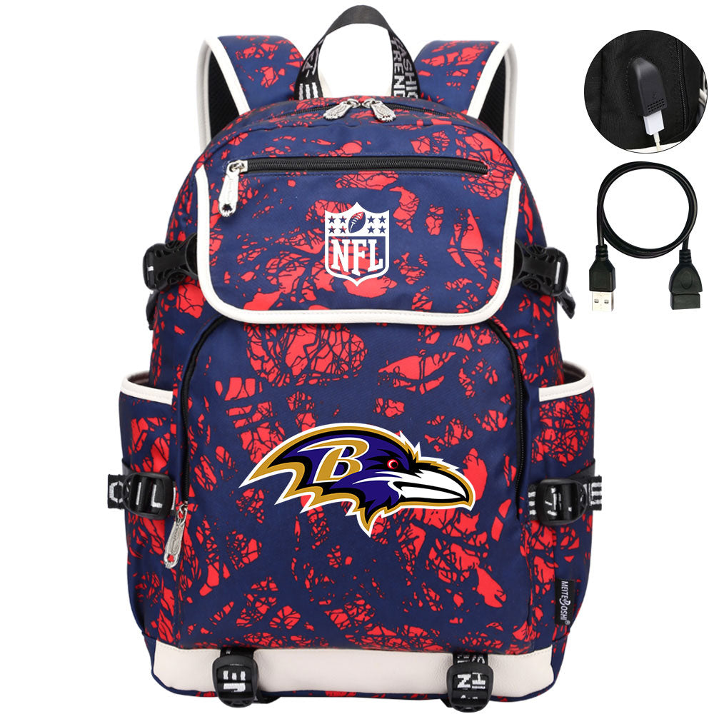 Baltimore Ravens Football Team Rugby Backpack School Notebook Travel Bag