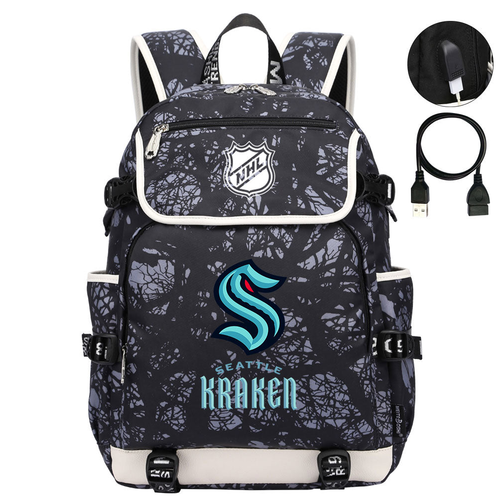 Seattle Kraken Hockey League Backpack School Notebook Travel Bags