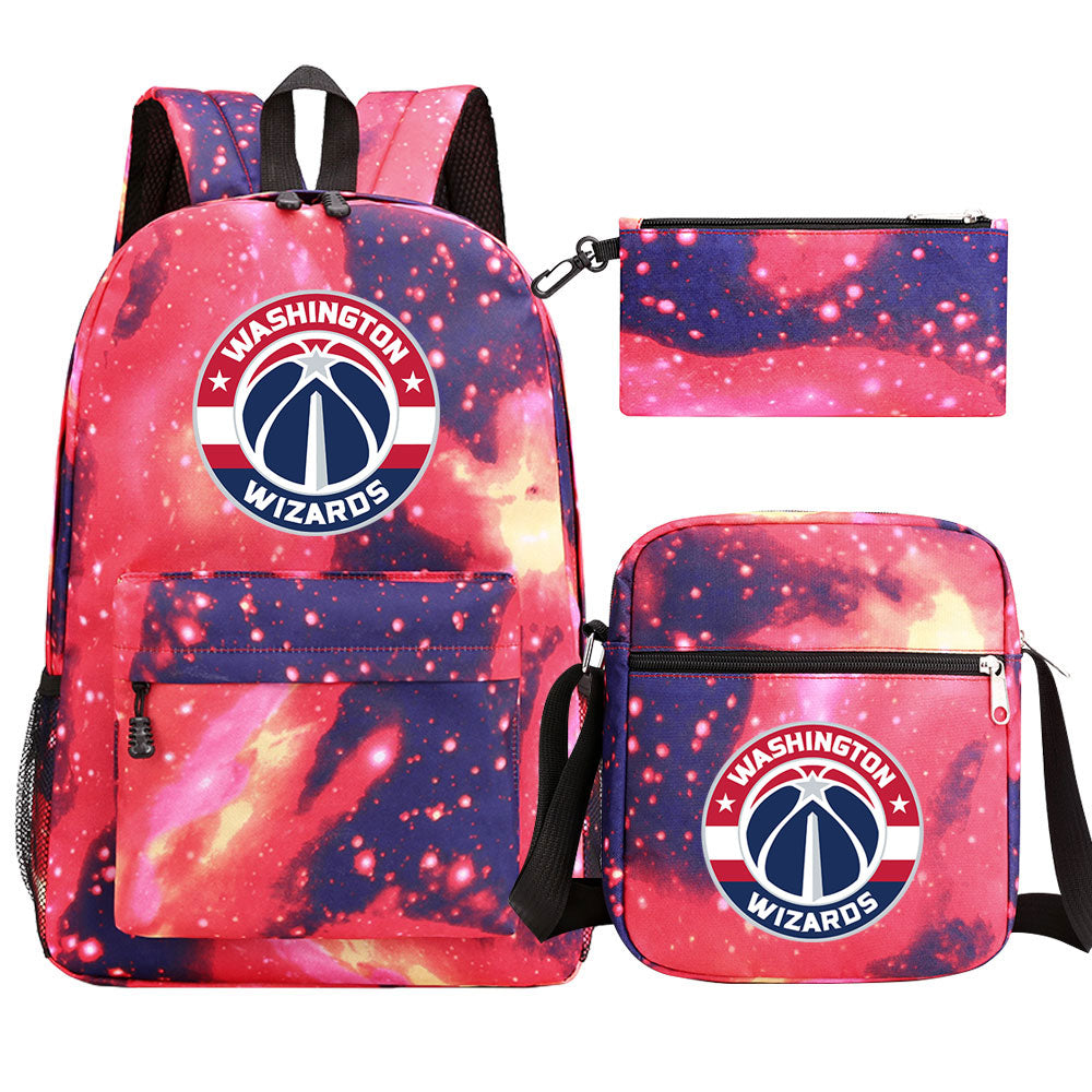 Washington Wizards Basketball School Backpack Shoulder Bag Pencil Bags 3pcs Set