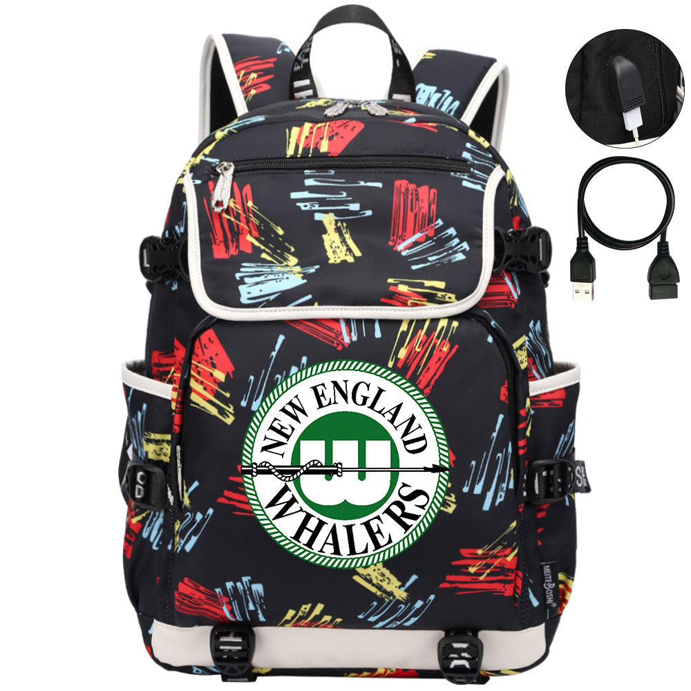 New England Whalers Hockey League Backpack School Notebook Travel Bag