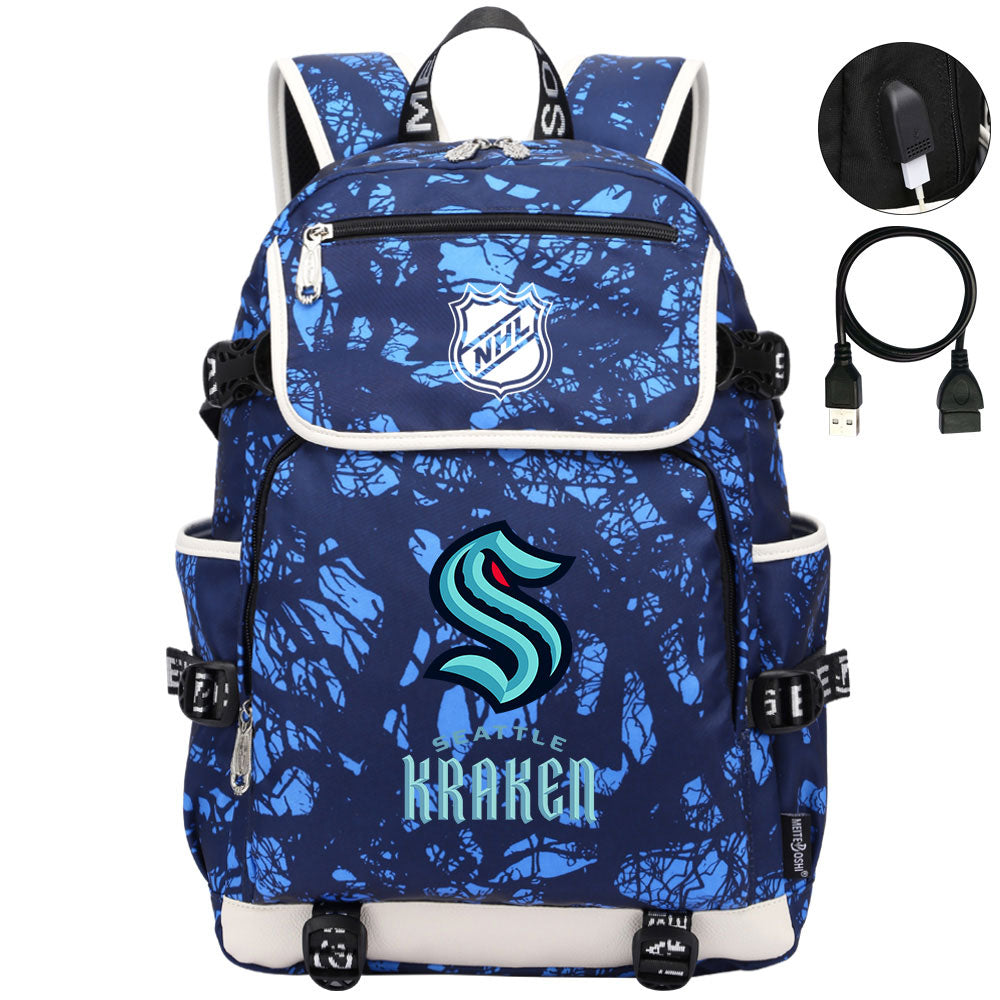 Seattle Kraken Hockey League Backpack School Notebook Travel Bags