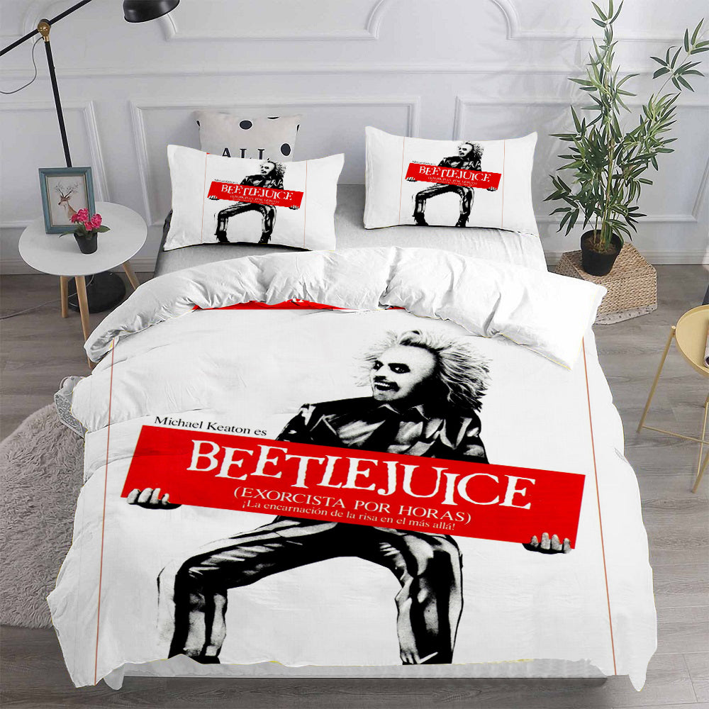 Beetlejuice Cosplay Bedding Set Duvet Cover Pillowcases Halloween Home Decor