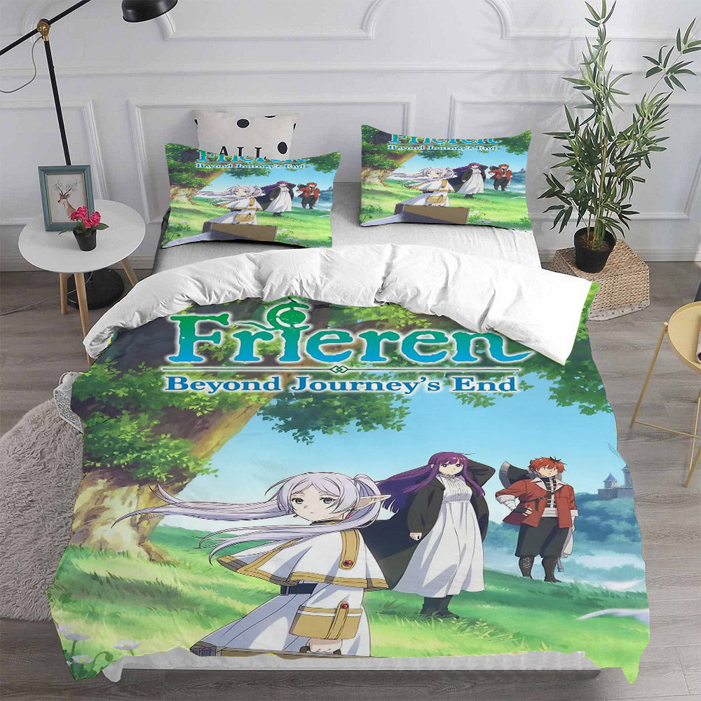 Frieren at the Funeral Cosplay Bedding Set Duvet Cover Pillowcases Halloween Home Decor