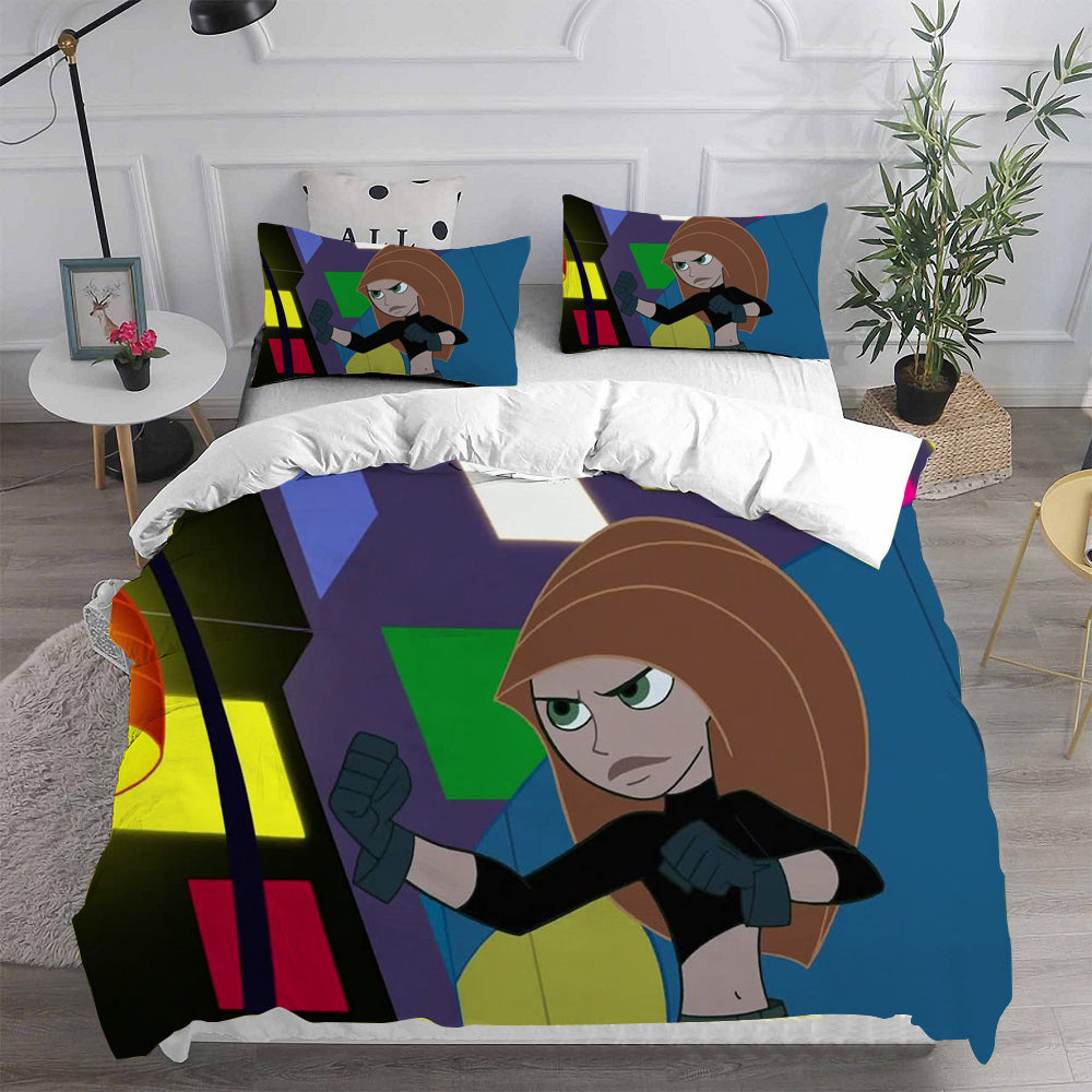 Kim Possible Cosplay Bedding Set Duvet Cover Pillowcases Halloween Home Decor