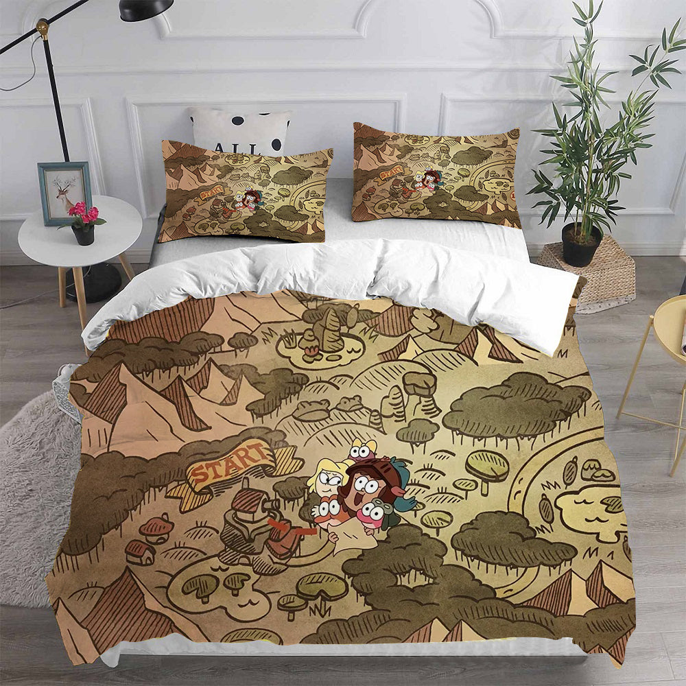 Amphibia Teen Girl in a Frog World Cosplay Bedding Set Duvet Cover Pillowcases Halloween Home Decor