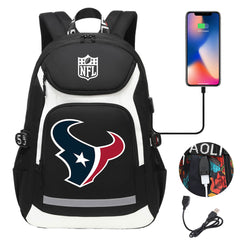 Houston Texans Football Rugby Backpack School Notebook Travel Bags With USB