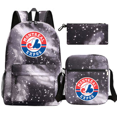 Montreal Expos Baseball School Backpack Shoulder Bag Pencil Bags 3pcs Set