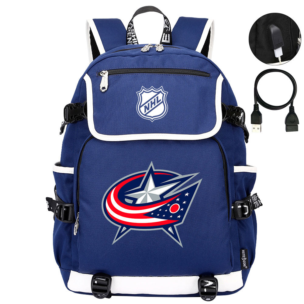 Columbus Blue Jackets Hockey League Backpack School Notebook Travel Bag