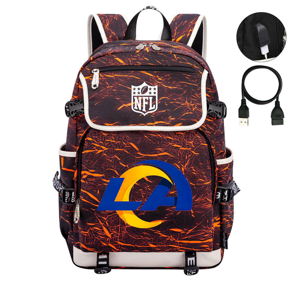 Los Angeles Rams Football Rugby Backpack School Notebook Travel Bags