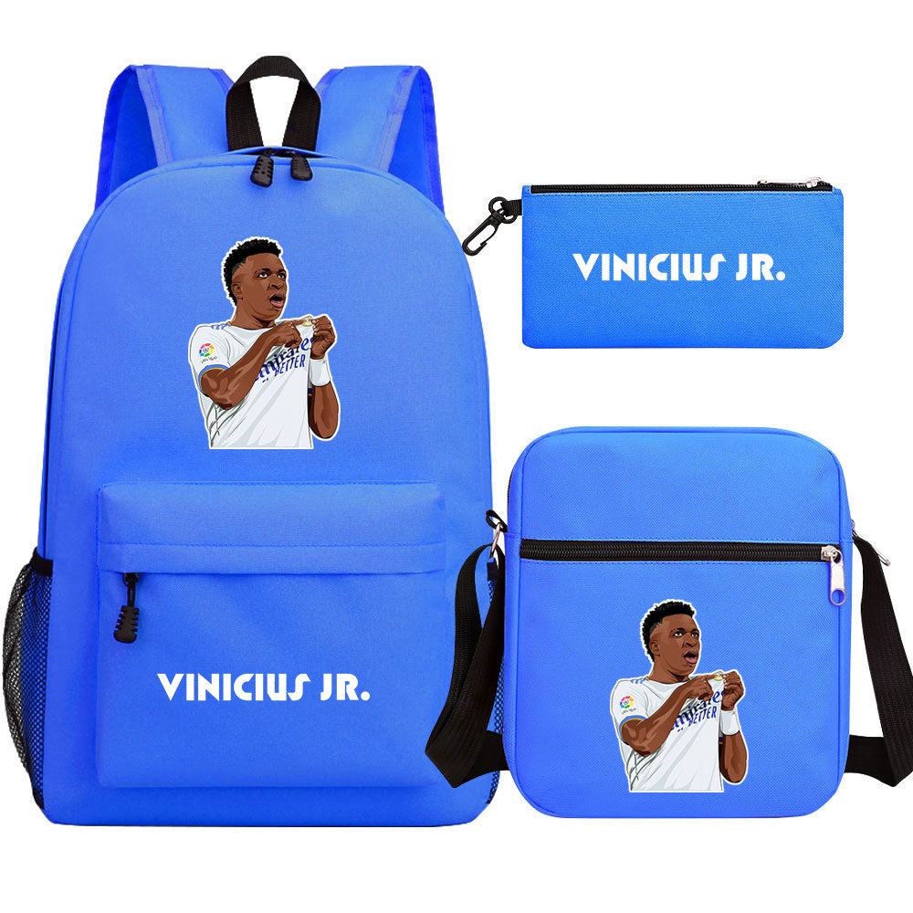Vinicius Junior Football Player School Backpack Shoulder Bag Pencil Bags 3pcs Set
