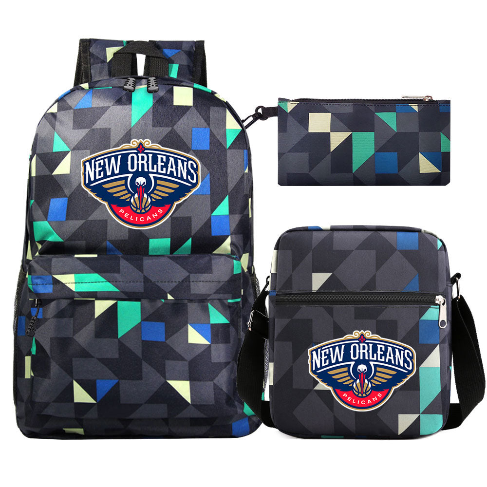 New Orleans Basketball School Backpack Shoulder Bag Pencil Bags 3pcs Set