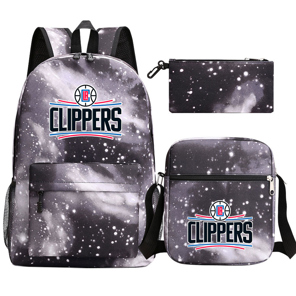 Los Angeles Clippers Basketball School Backpack Shoulder Bag Pencil Bags 3pcs Set