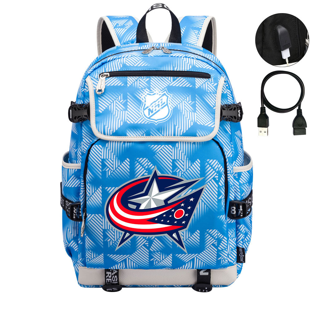 Columbus Blue Jackets Hockey League Backpack School Notebook Travel Bag
