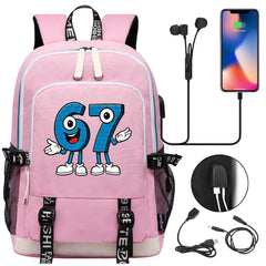 Steal a Brainrot 67 USB Charging Backpack School Note Book Laptop Travel Bags