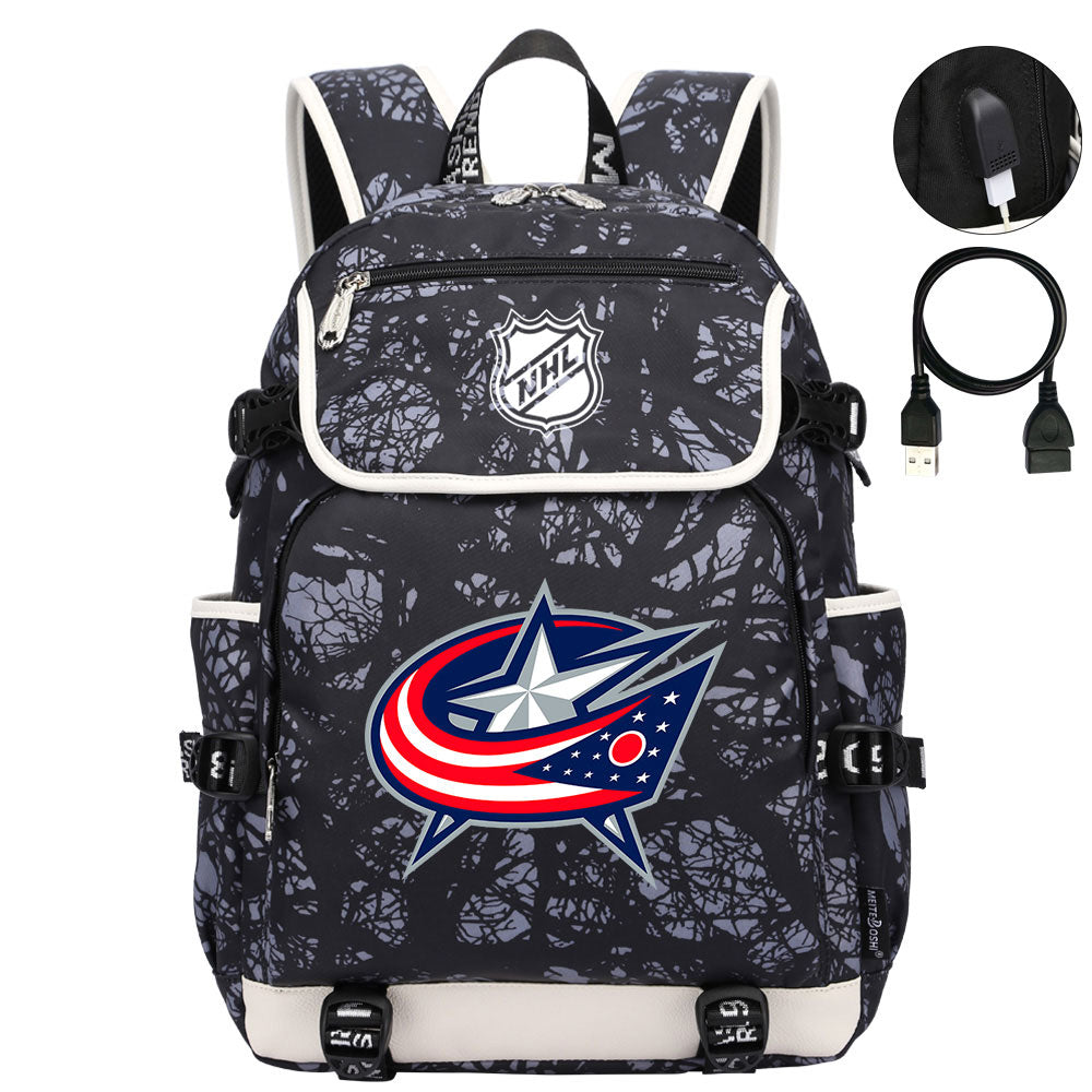 Columbus Blue Jackets Hockey League Backpack School Notebook Travel Bag