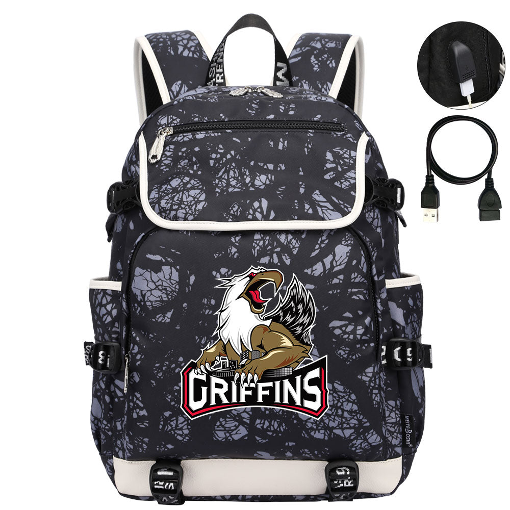 Grand Rapids Griffins Hockey League Backpack School Notebook Travel Bag