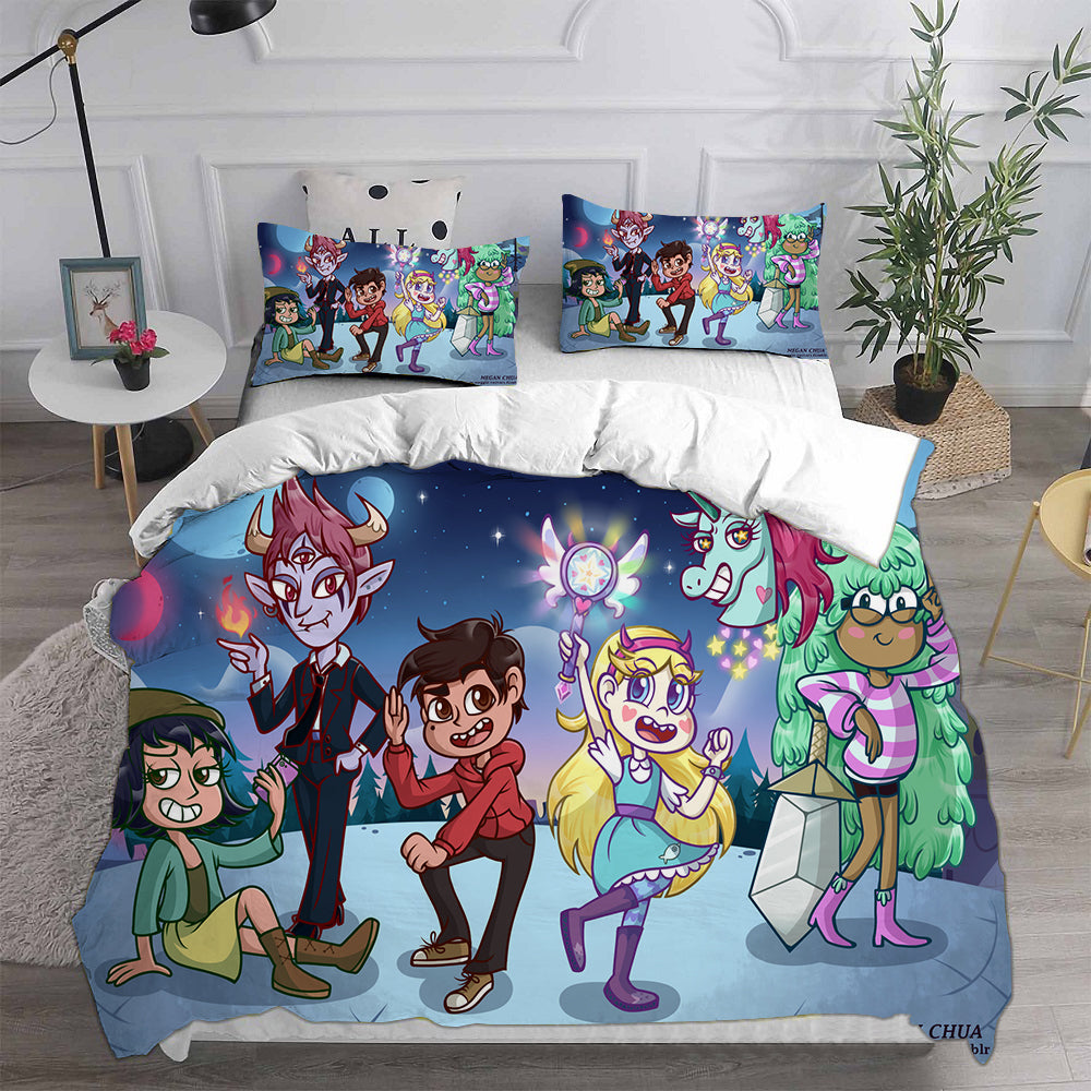 Star vs. the Forces of Evil Cosplay Bedding Set Duvet Cover Pillowcases Halloween Home Decor
