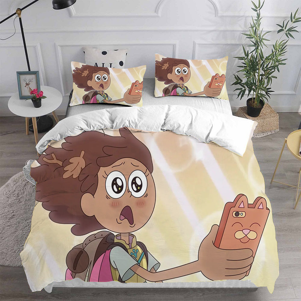 Amphibia Teen Girl in a Frog World Cosplay Bedding Set Duvet Cover Pillowcases Halloween Home Decor