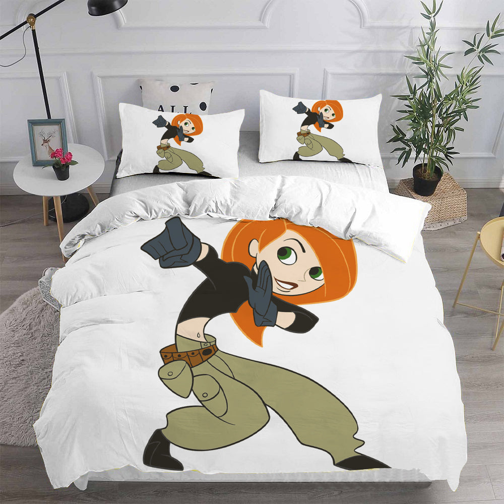Kim Possible Cosplay Bedding Set Duvet Cover Pillowcases Halloween Home Decor