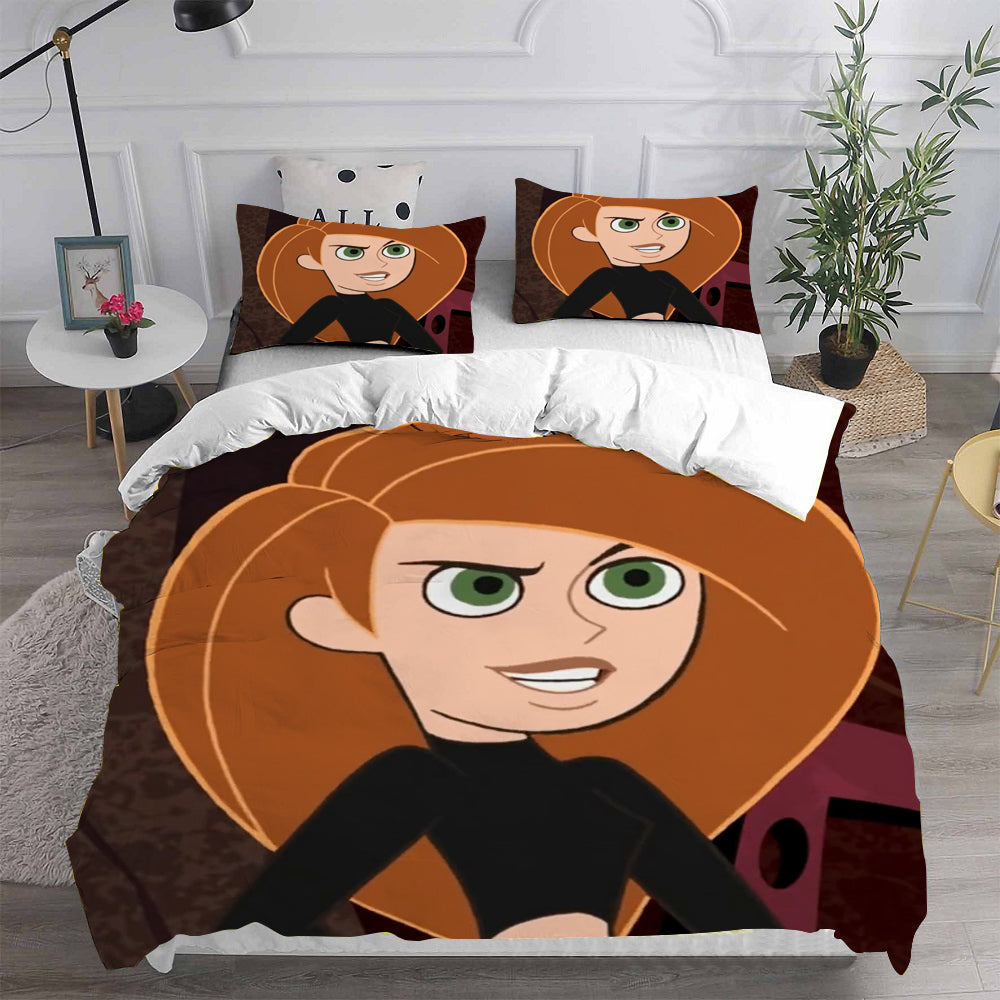 Kim Possible Cosplay Bedding Set Duvet Cover Pillowcases Halloween Home Decor