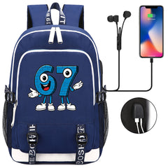 Steal a Brainrot 67 USB Charging Backpack School Note Book Laptop Travel Bags