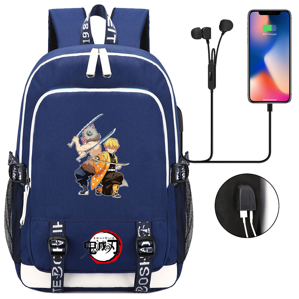 Demon Slayer Kimetsu No Yaiba USB Charging Backpack School Note Book Laptop Travel Bags