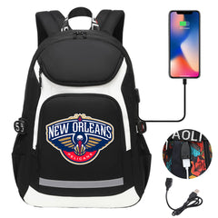 New Orleans Pelicans Backpack School Notebook Travel Bags With USB