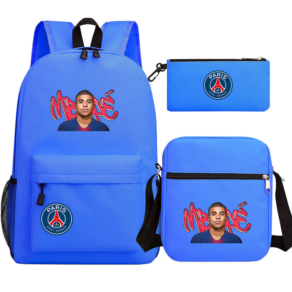 Mbappe Football Player Football Player School Backpack Shoulder Bag Pencil Bags 3pcs Set