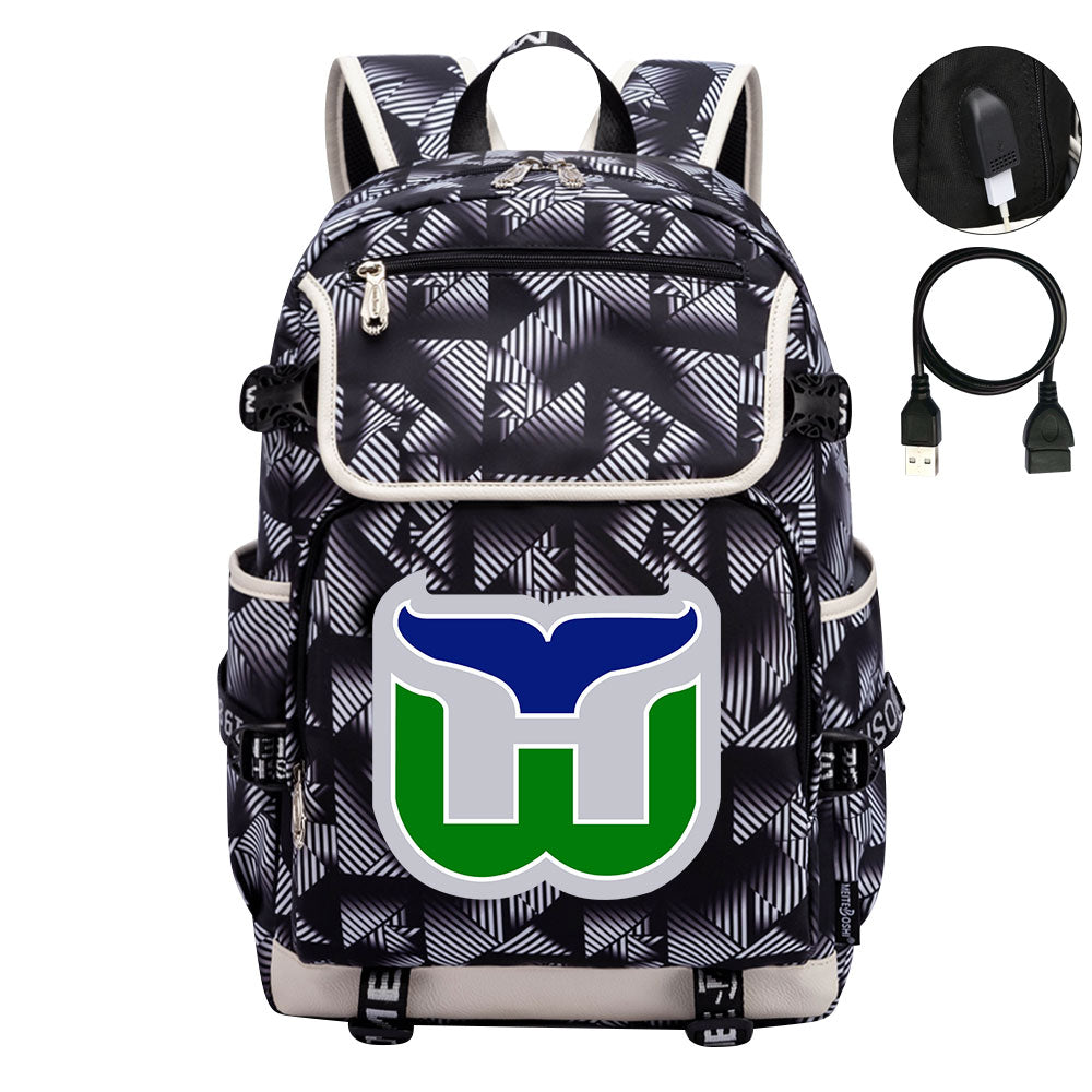 Hartford Whalers Hockey League Backpack School Notebook Travel Bag