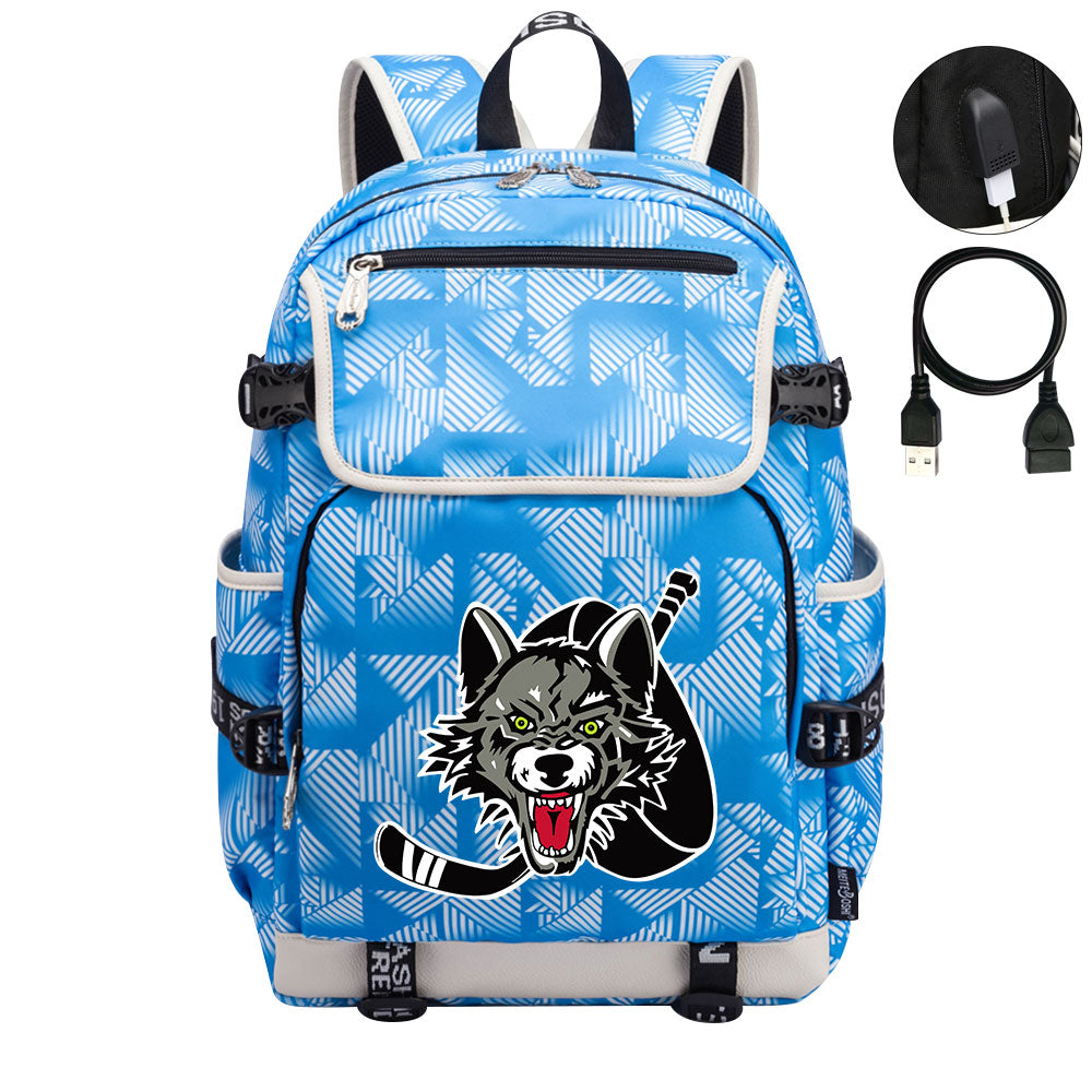 Chicago Wolves Hockey League Backpack School Notebook Travel Bag