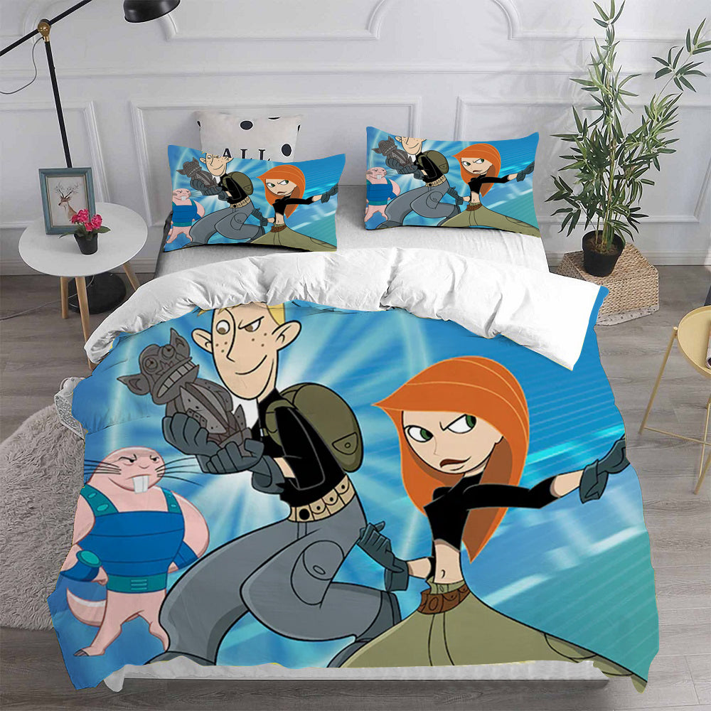 Kim Possible Cosplay Bedding Set Duvet Cover Pillowcases Halloween Home Decor
