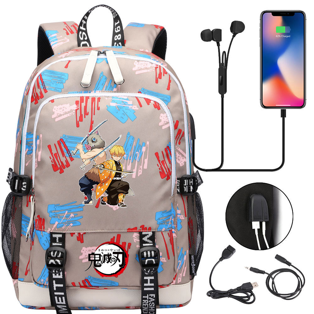Demon Slayer Kimetsu No Yaiba USB Charging Backpack School Note Book Laptop Travel Bags