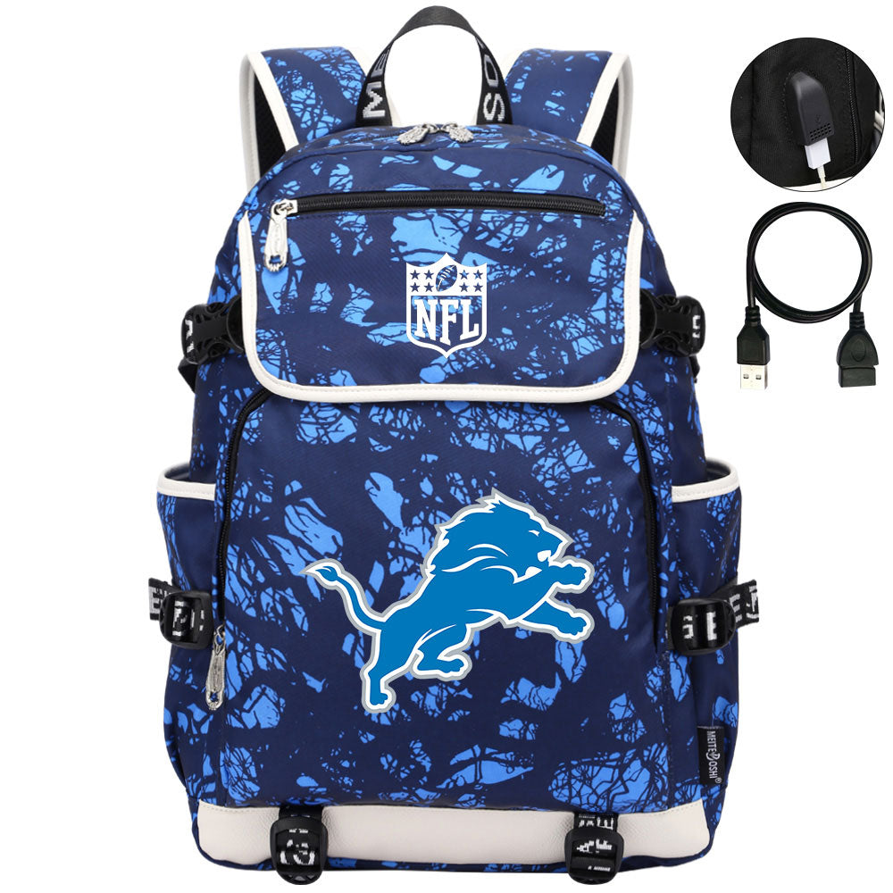 Detroit Lions Football Team Rugby Backpack School Notebook Travel Bag