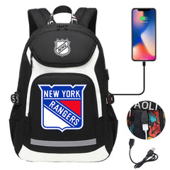 New York Rangers Hockey League Backpack School Notebook Travel Bags With USB