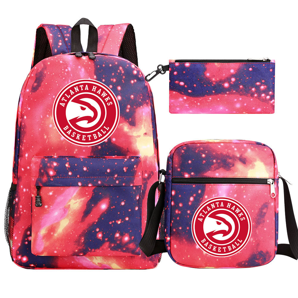 Atlanta Hawks Basketball School Backpack Shoulder Bag Pencil Bags 3pcs Set