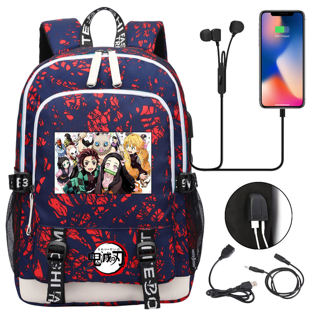 Demon Slayer Kimetsu No Yaiba USB Charging Backpack School Note Book Laptop Travel Bags