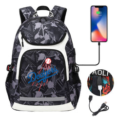 LA Dodgers Backpack School Notebook Travel Bags With USB