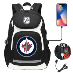 Winnipeg Jets Hockey League Backpack School Notebook Travel Bags With USB