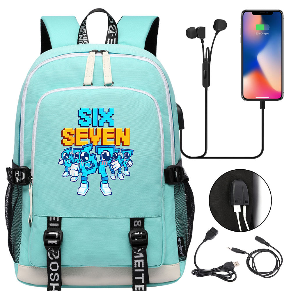 Steal a Brainrot 67 USB Charging Backpack School Note Book Laptop Travel Bags