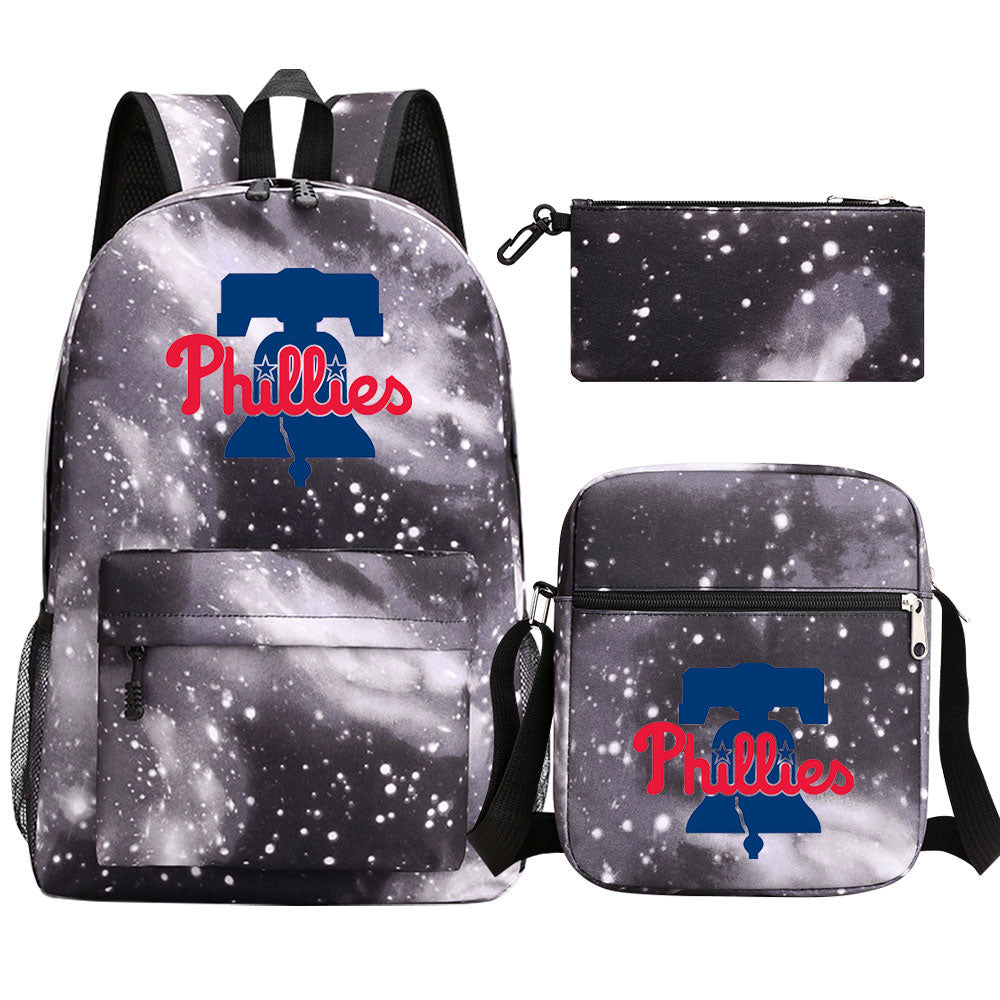 Philadelphia Phillies Baseball School Backpack Shoulder Bag Pencil Bags 3pcs Set