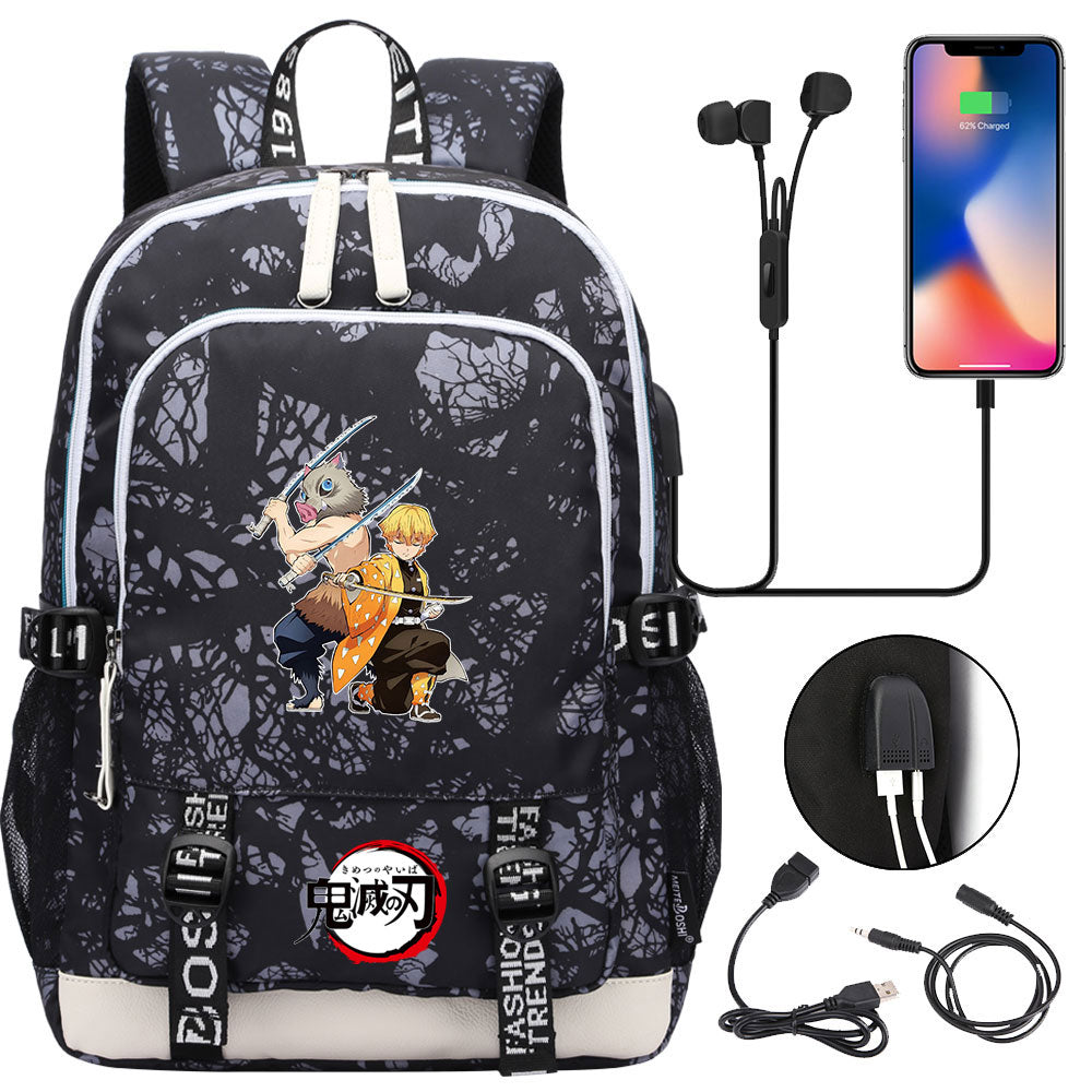 Demon Slayer Kimetsu No Yaiba USB Charging Backpack School Note Book Laptop Travel Bags
