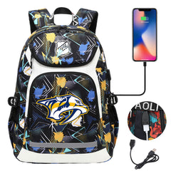 Nashville Predators Hockey League Backpack School Notebook Travel Bags With USB